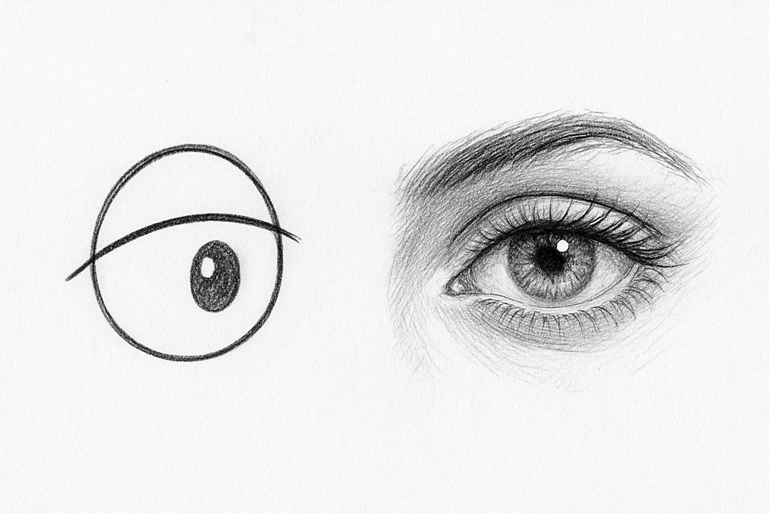 Olhos Contrastantes em Desenho a Lápis